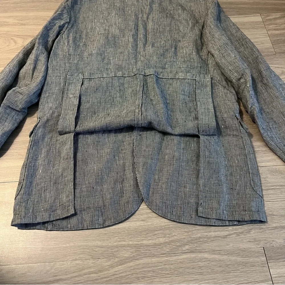 J. Crew, 42R, 100% linen, Charcoal / Gray / Black Gingham, Blazer‎